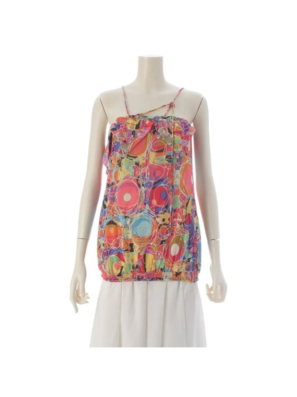 Chanel 08P Silk Cotton CC Logo Camisole Top Multicolor 42